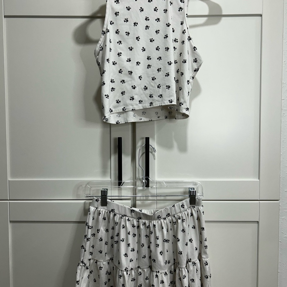 White Floral Two-Piece Set